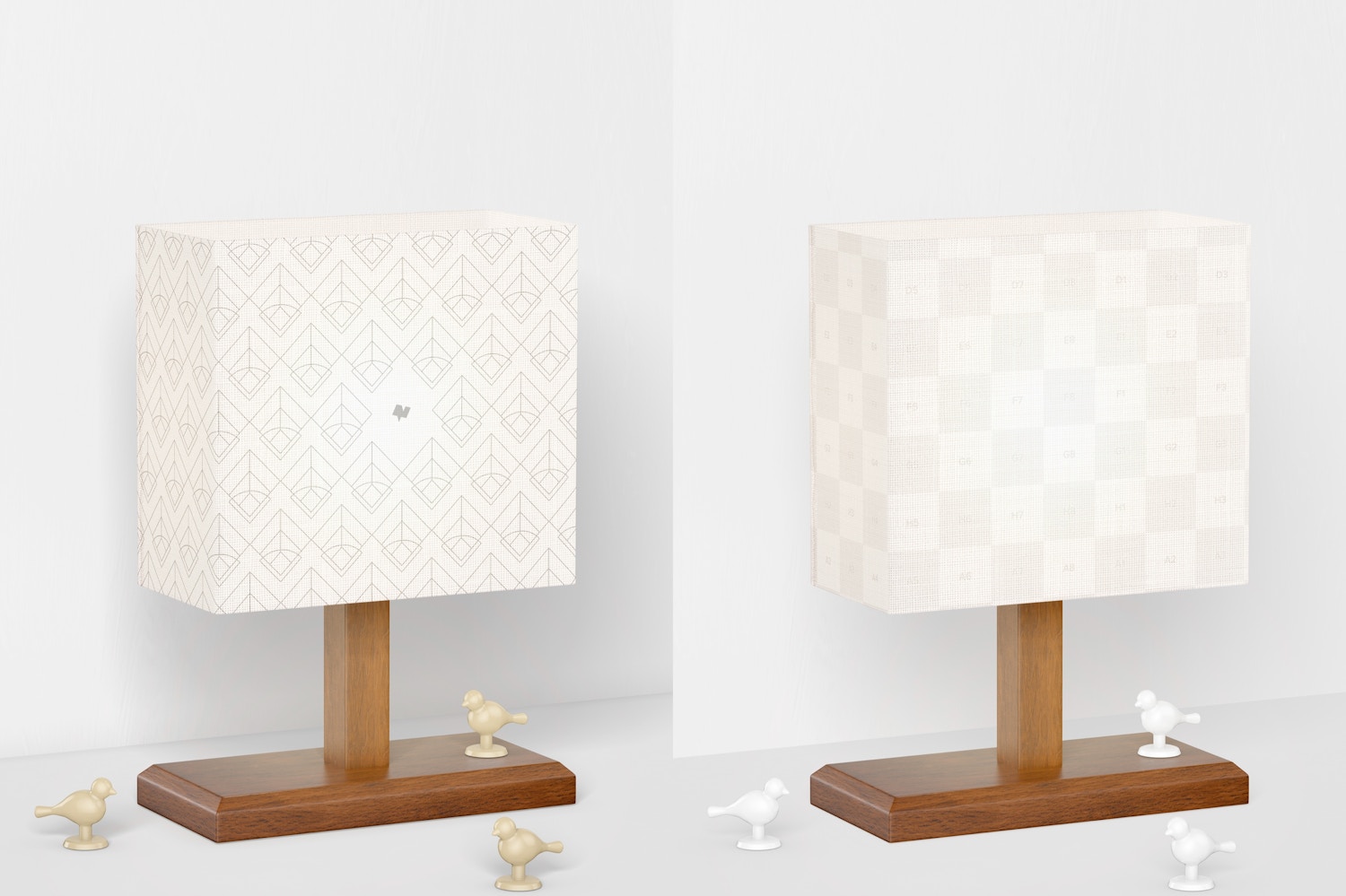 Rectangular Wood Table Lamp Mockup, Left View