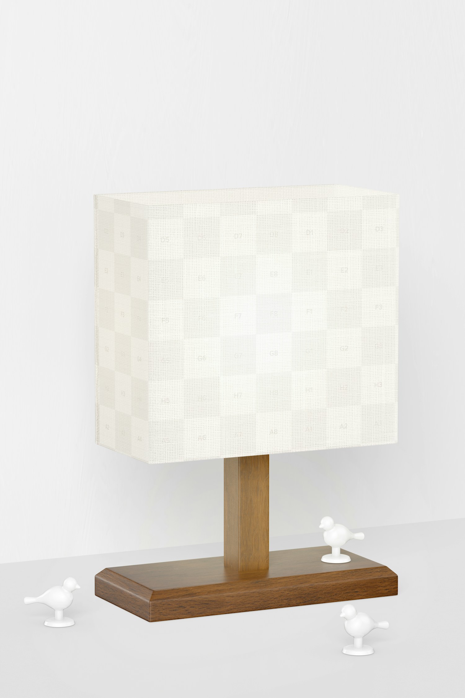 Rectangular Wood Table Lamp Mockup, Left View