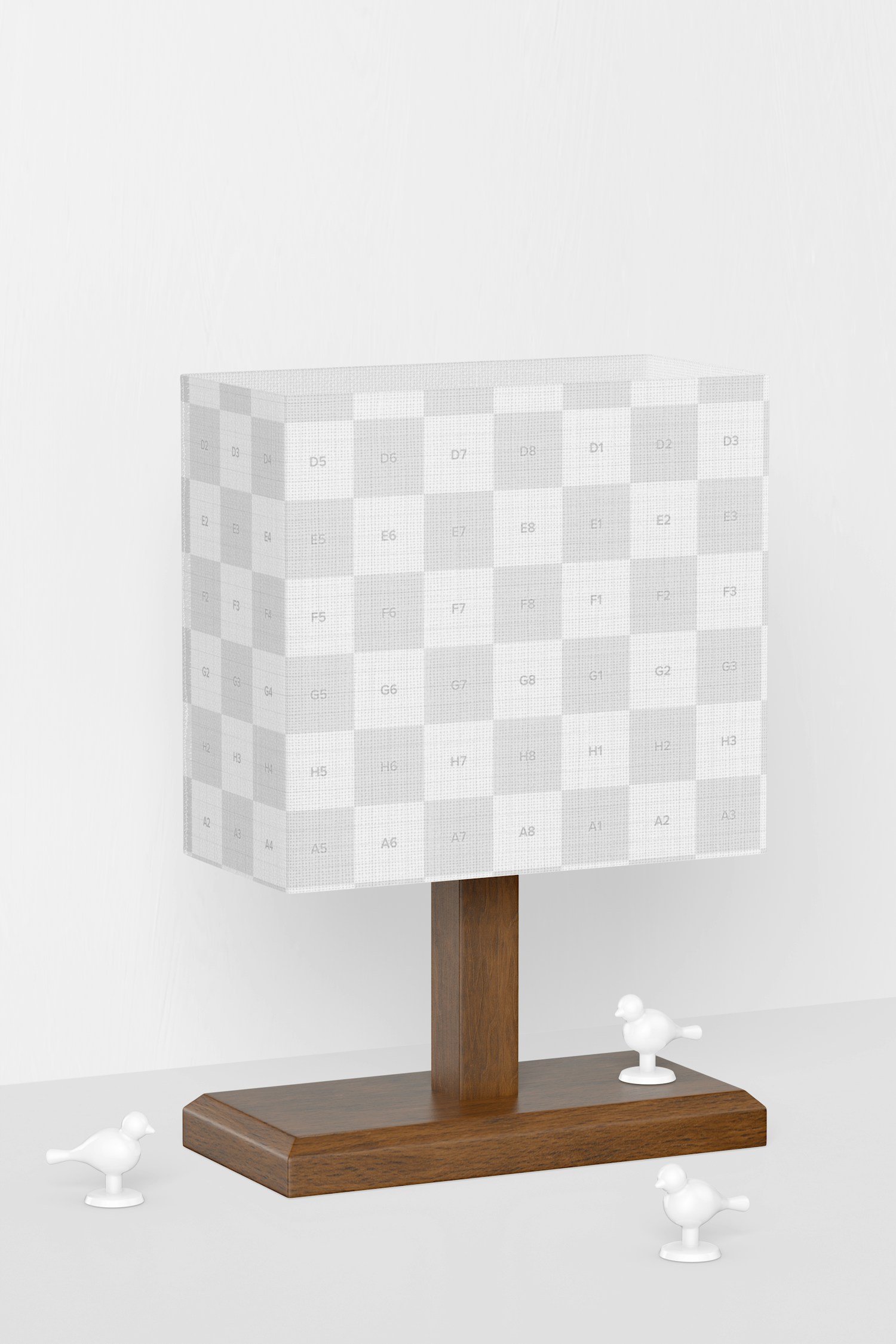 Rectangular Wood Table Lamp Mockup, Left View