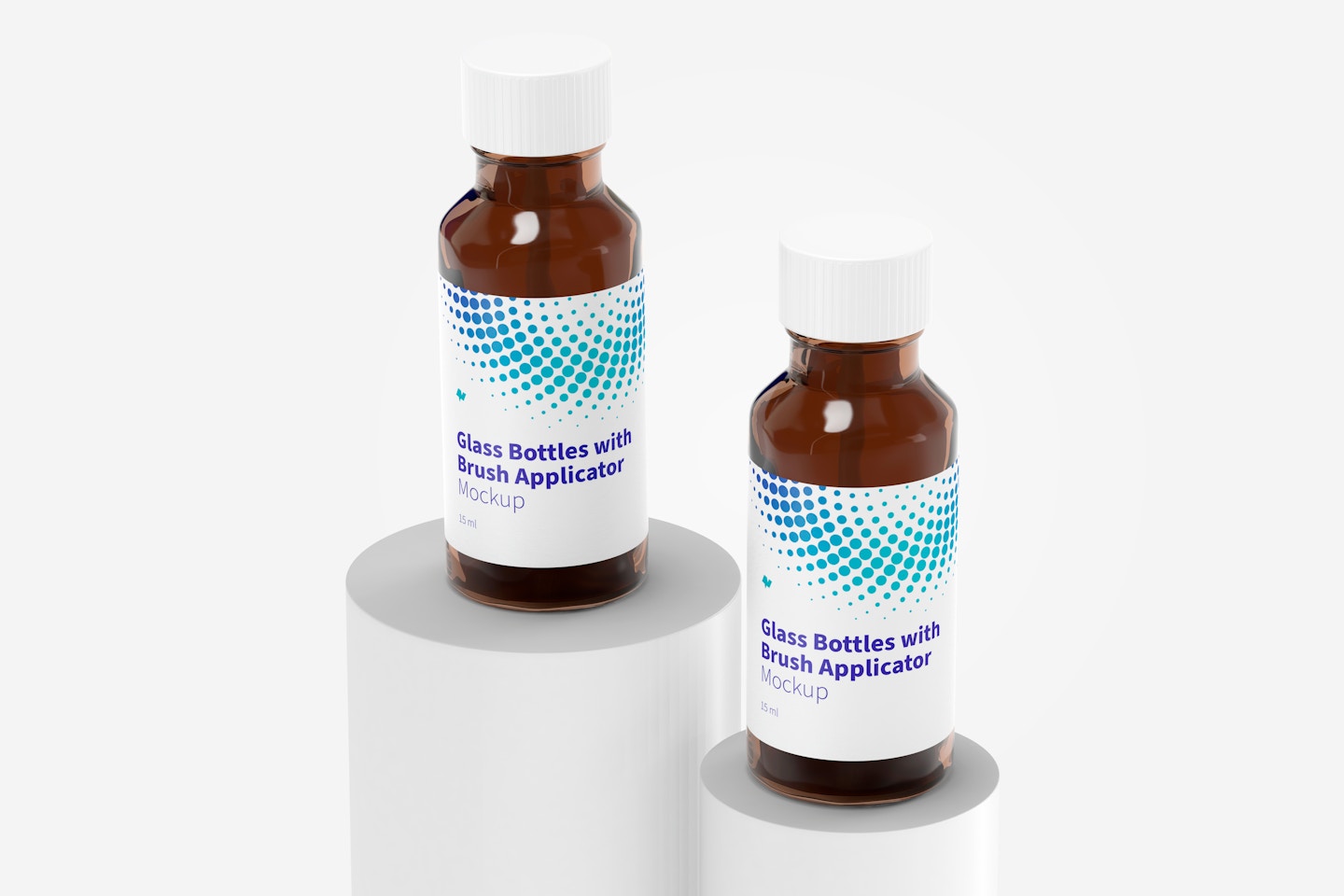 Glass Bottles with Brush Applicator Mockup, Right View