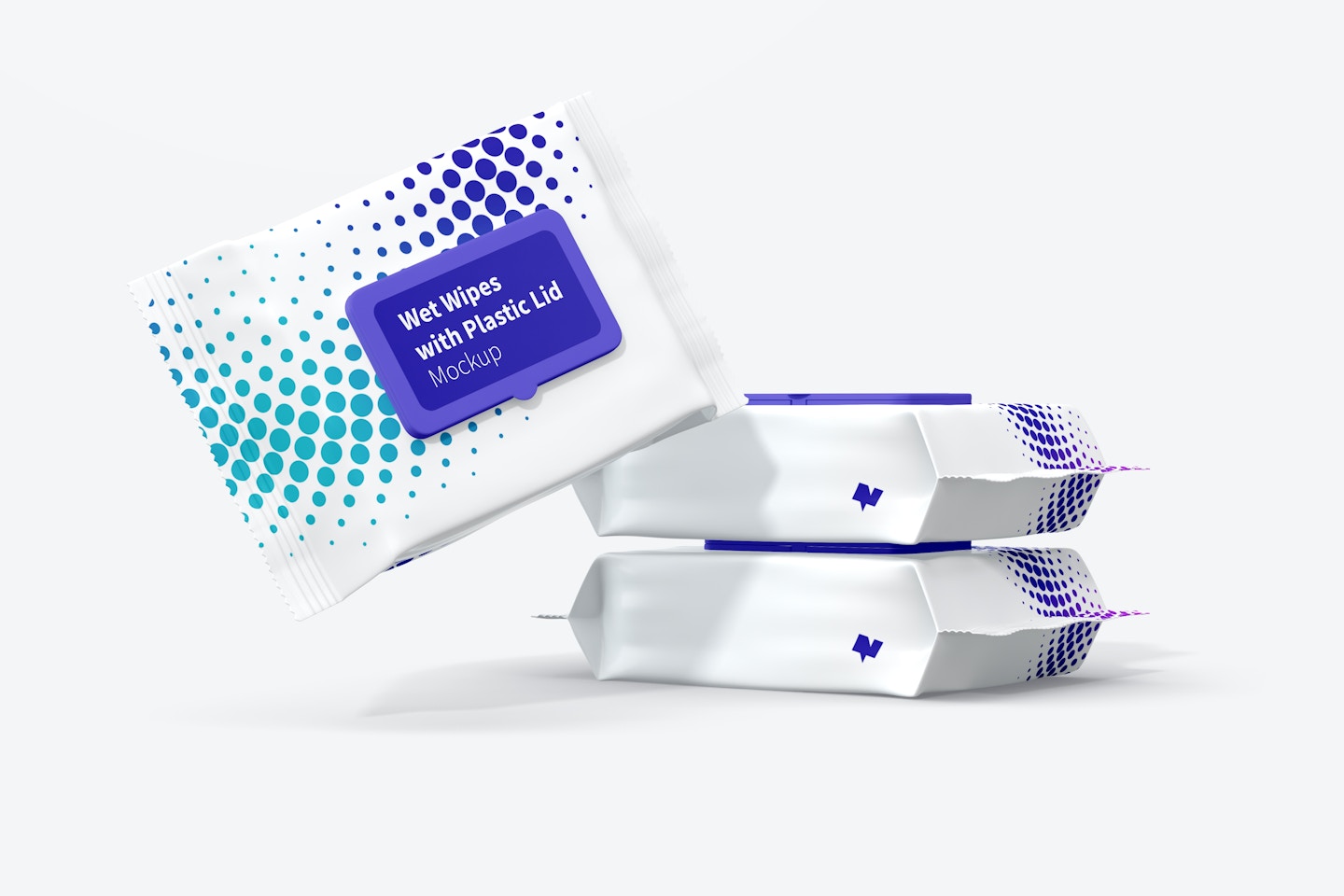 Wet Wipes Large Packaging with Plastic Lid Set Mockup