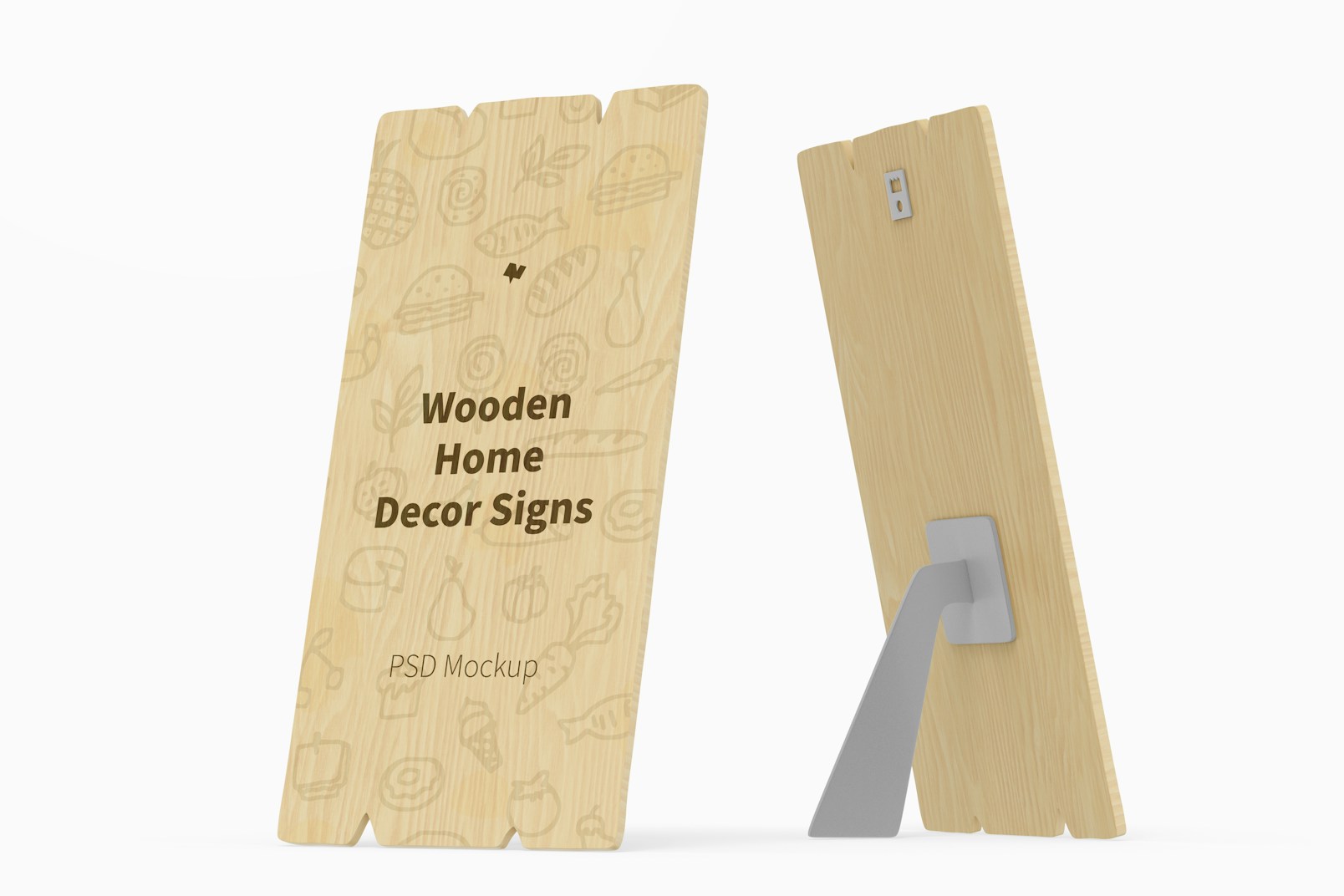 Wooden Home Decor Signs Mockup, Front and Back View