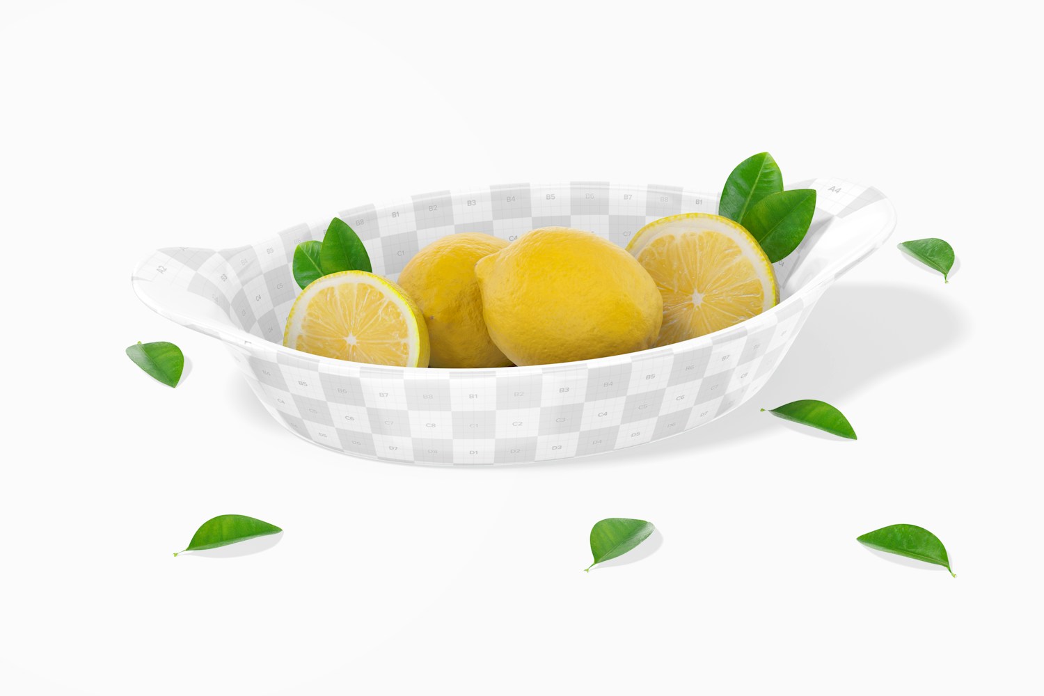 Oval Plate with Handles with Lemons Mockup