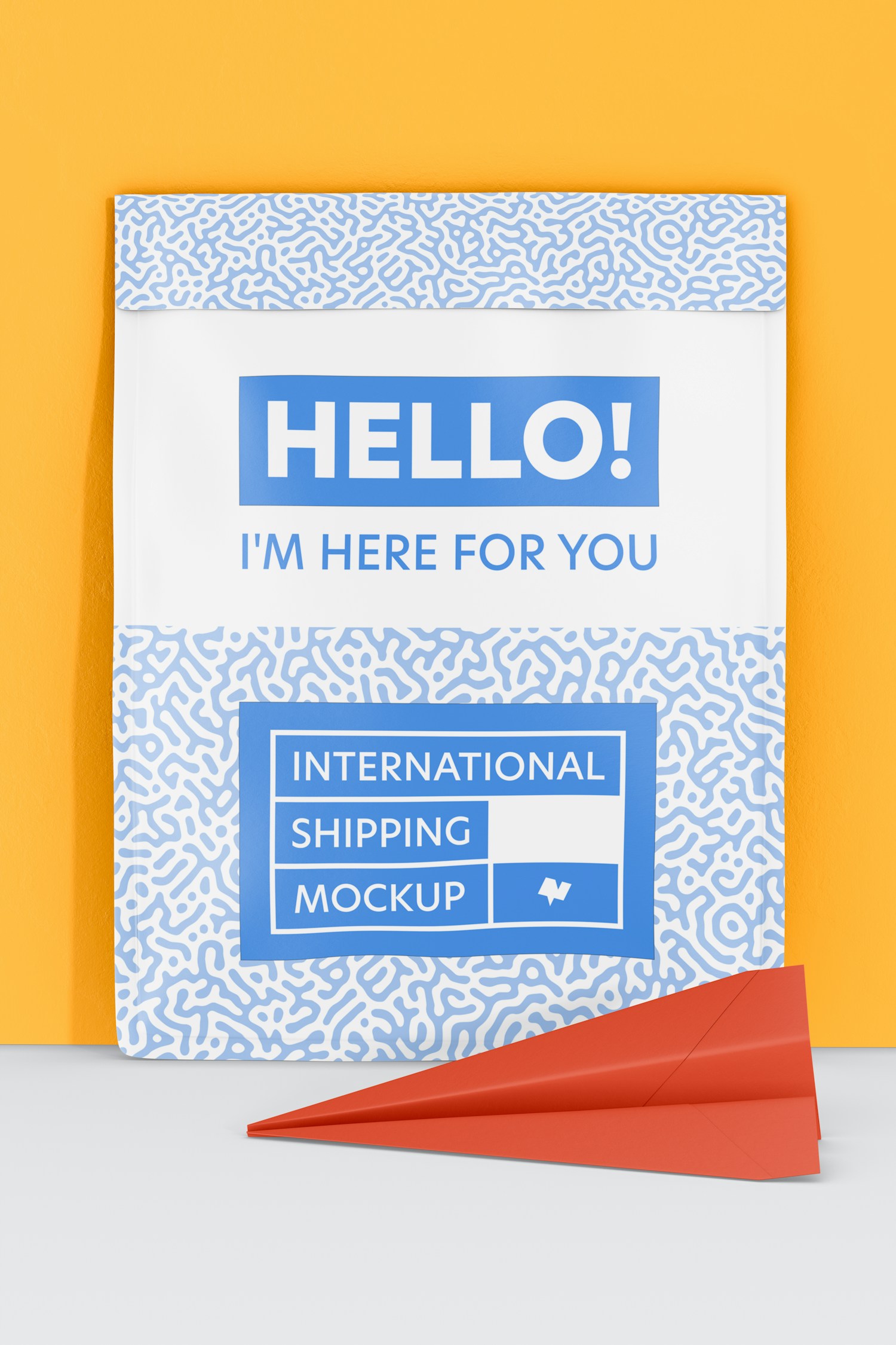 Paper Shipping Envelope Mockup, Front View