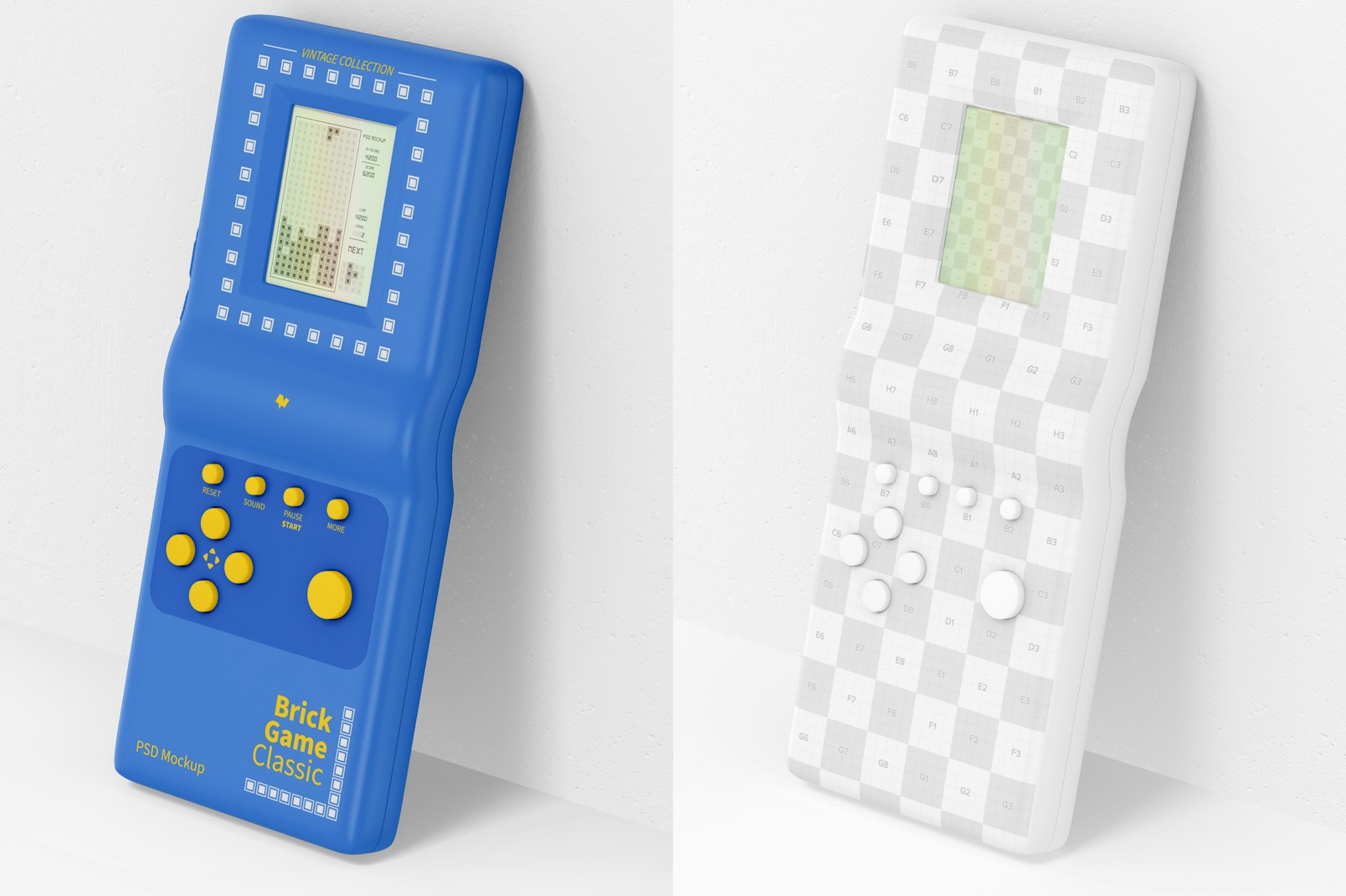 Brick Game Classic Console Mockup, Leaned