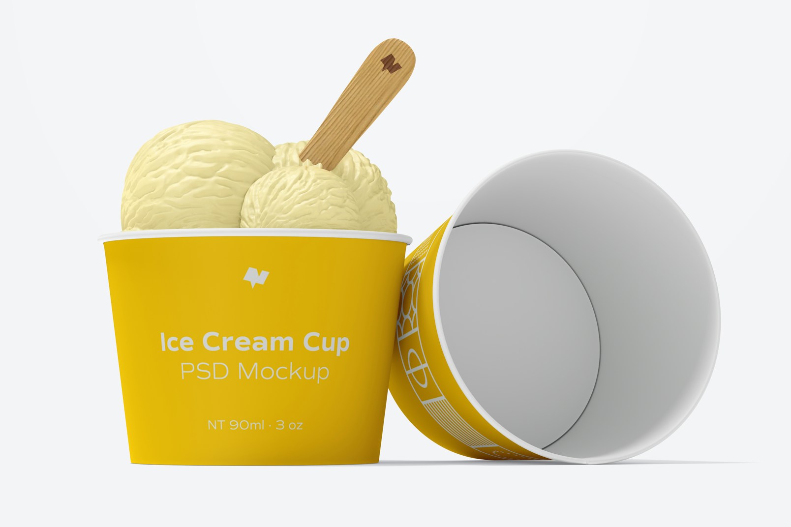 3 oz Paper Ice Cream Cups Mockup, Perspective