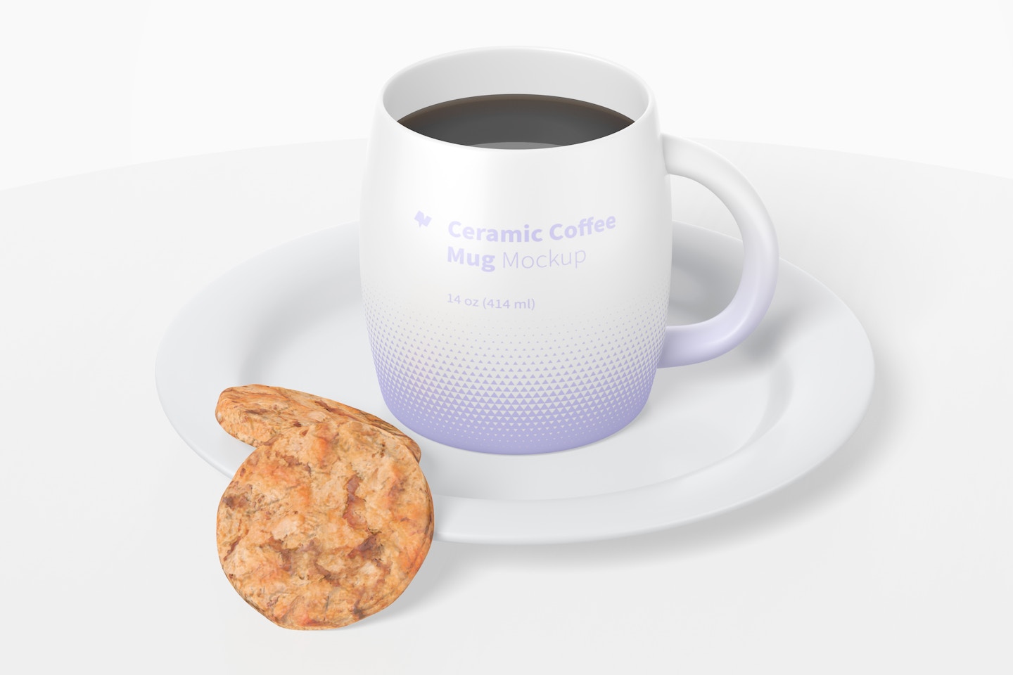 14 oz Ceramic Coffee Mug with Cookies Mockup