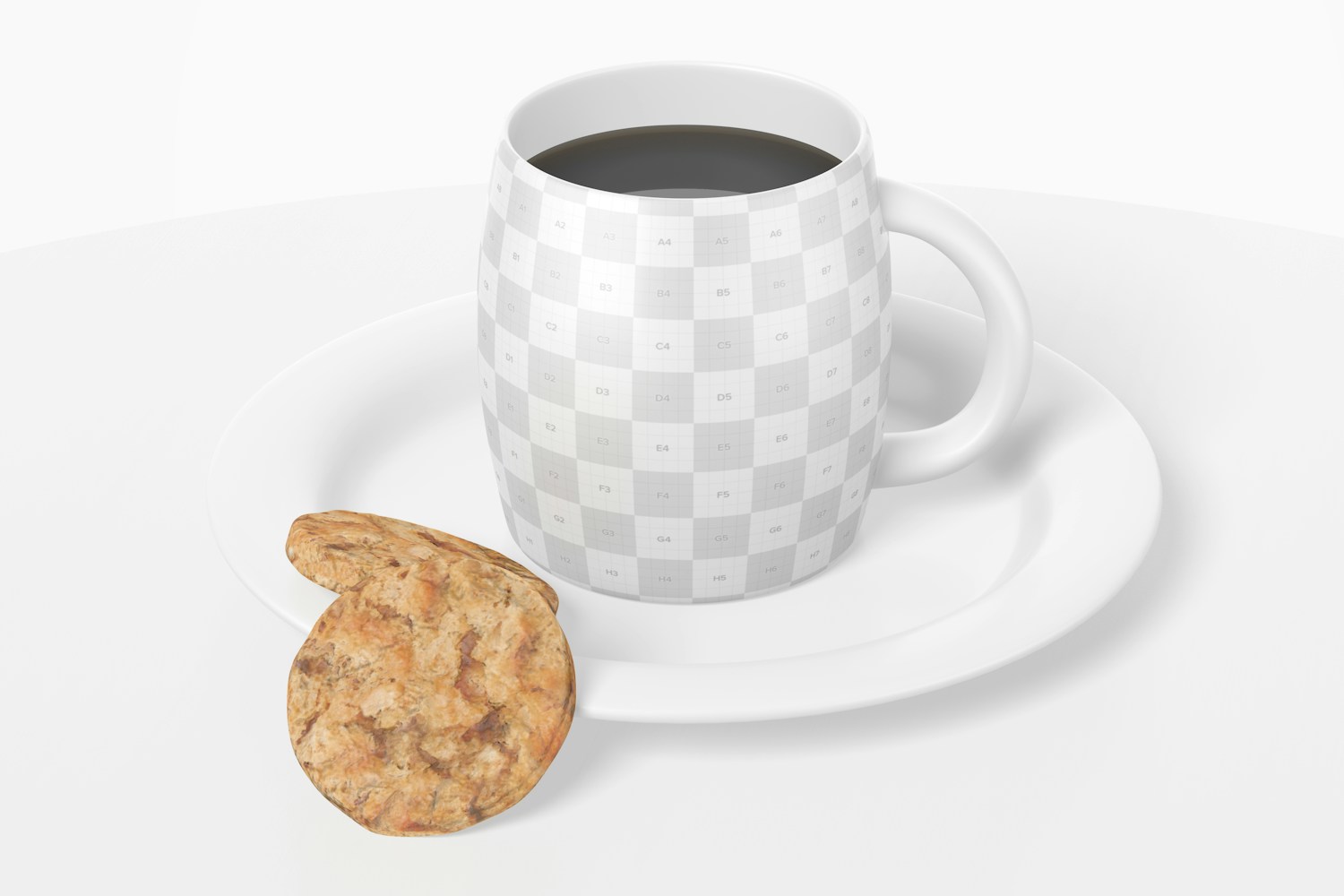 14 oz Ceramic Coffee Mug with Cookies Mockup