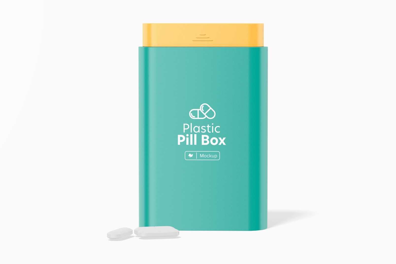 Rectangular Pill Box Mockup, Front View