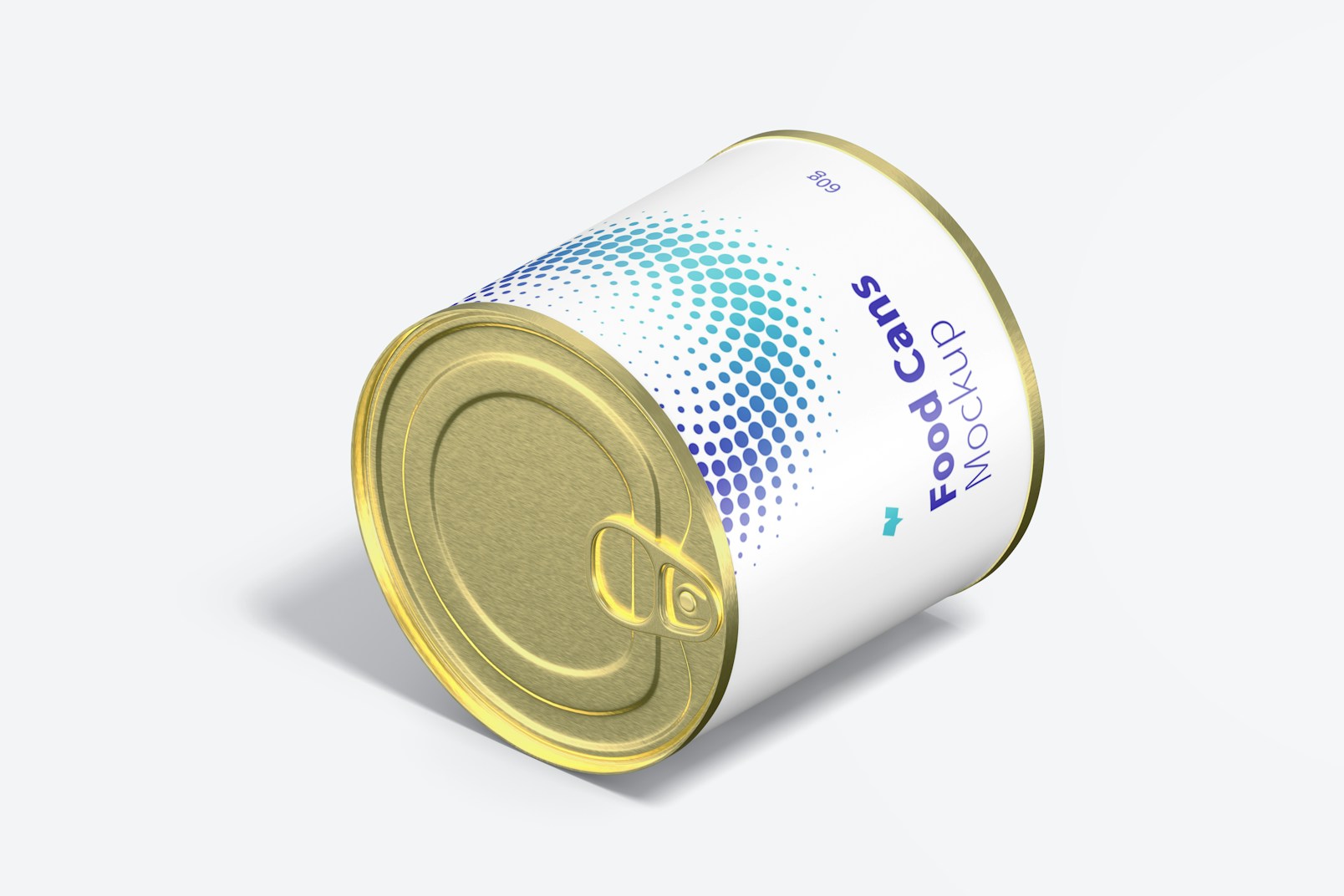 60g Food Can Mockup, Isometric Left View