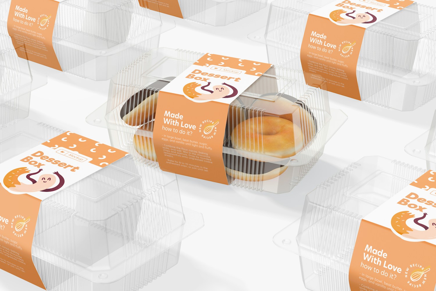 Clear Disposable Dessert Boxes Mockup