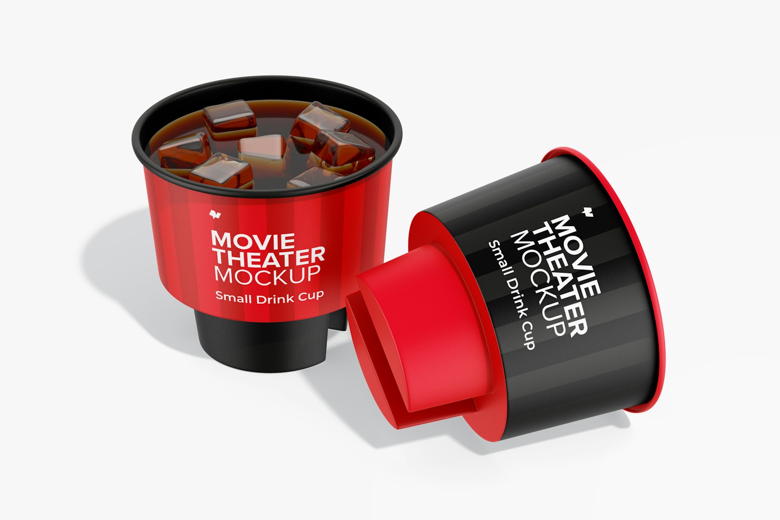 Small Drink Cups Mockup, Dropped and Standing