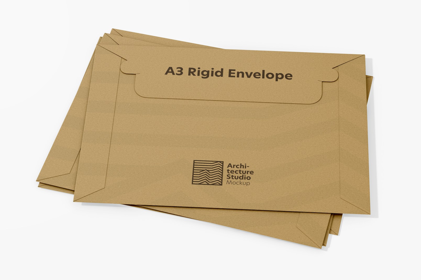 A3 Rigid Cardboard Envelopes Mockup, Stacked