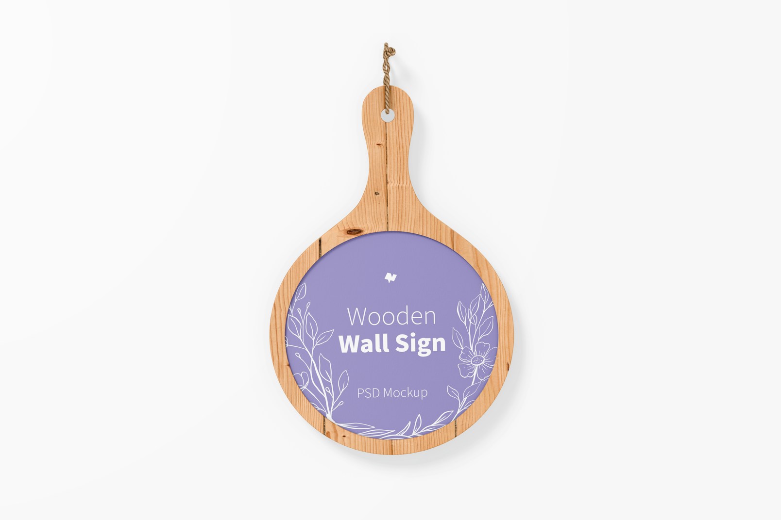 Wooden Wall Sign Mockup, Front View