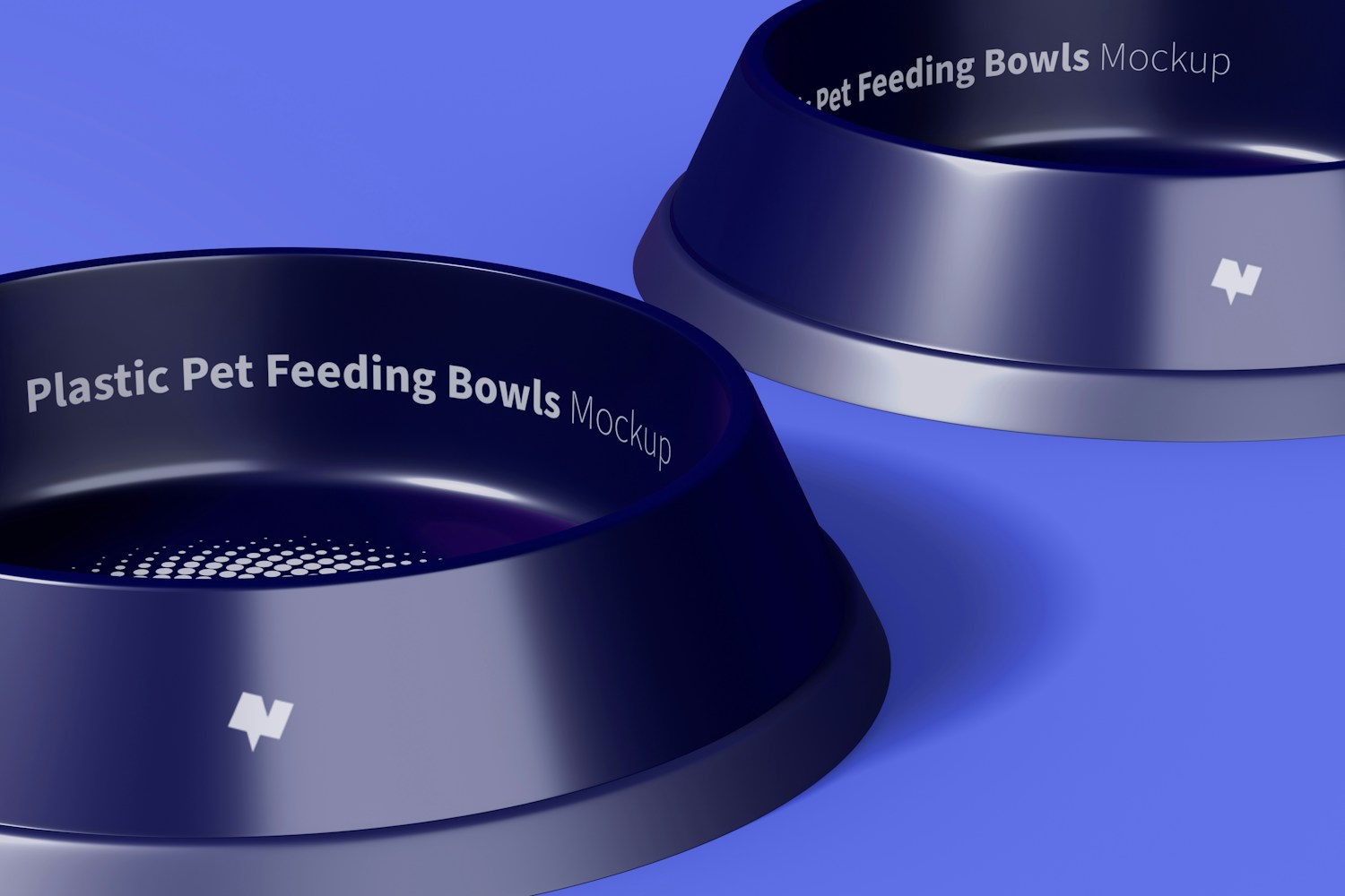 Plastic Pet Feeding Bowls Mockup, Left View Plastic Pet Feeding Bowls Mockup, Left View