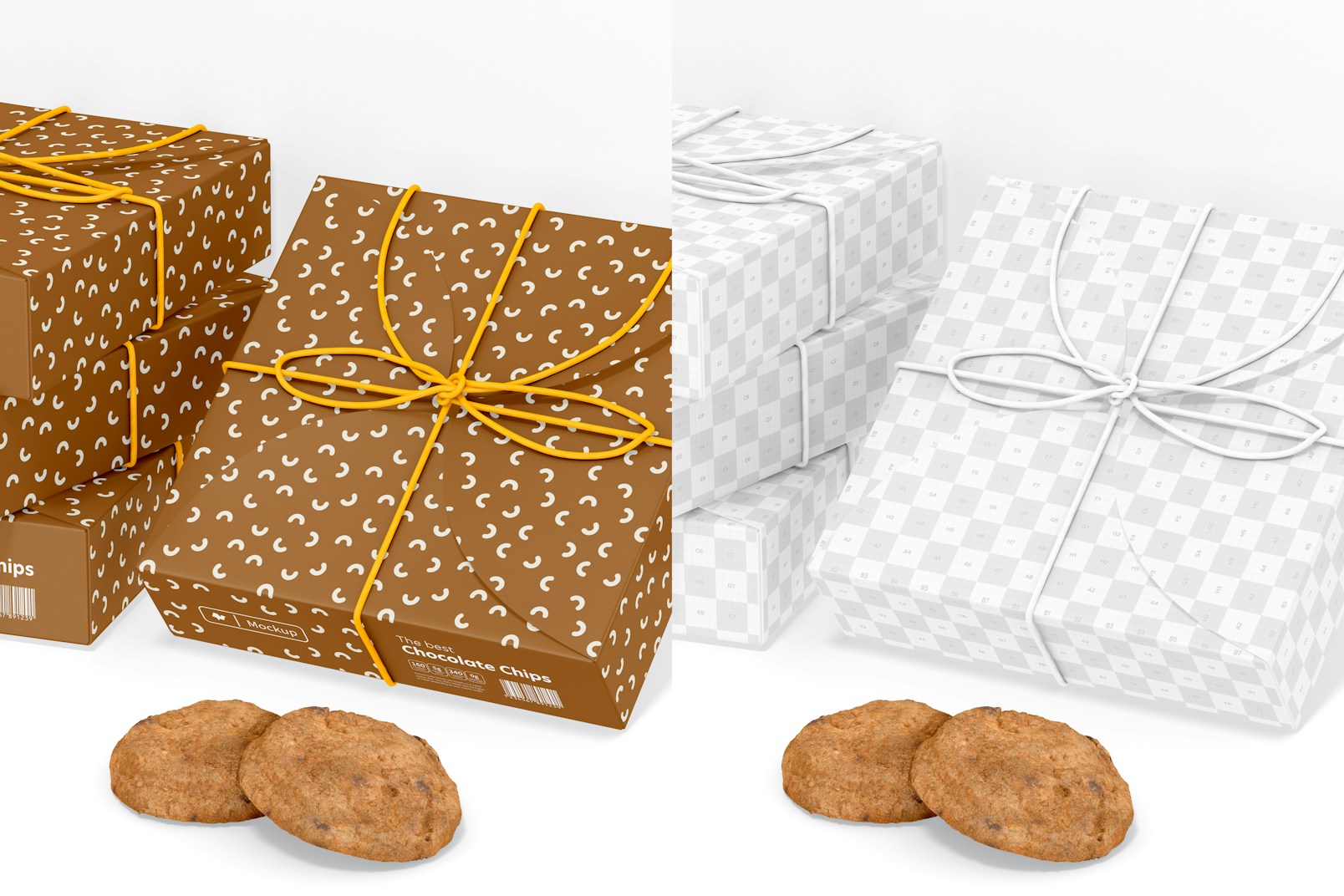 Cookie Boxes Mockup, Close Up