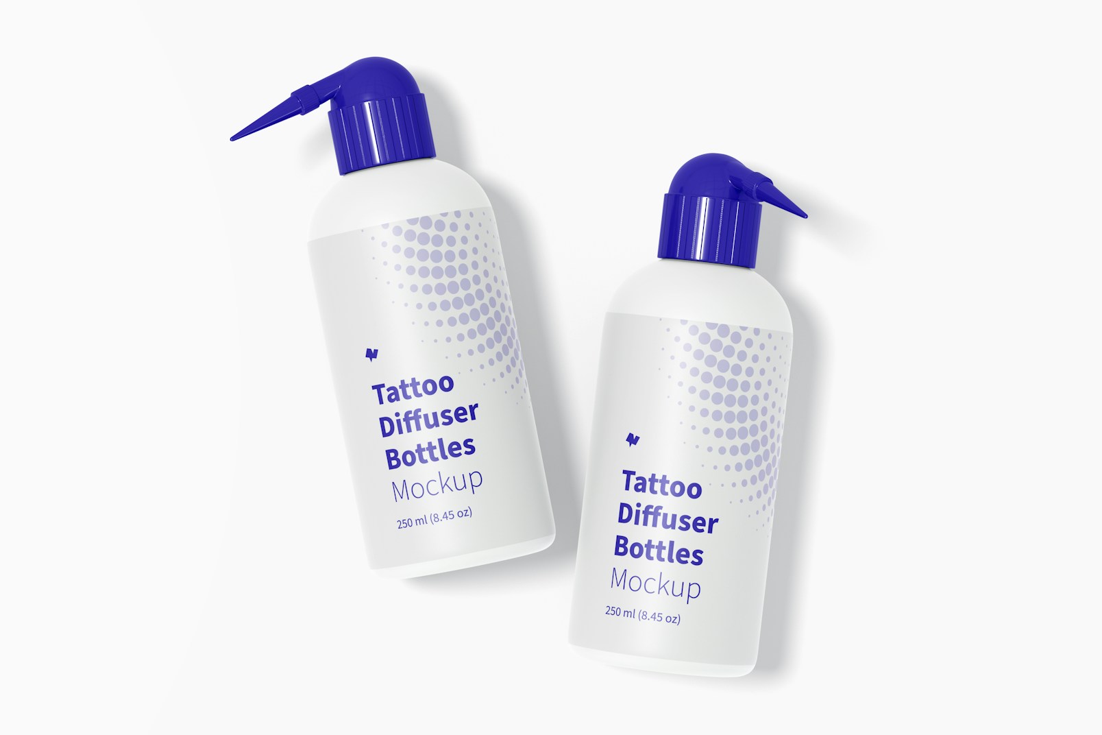 Maqueta de Botellas Difusoras para Tatuajes, Vista Superior