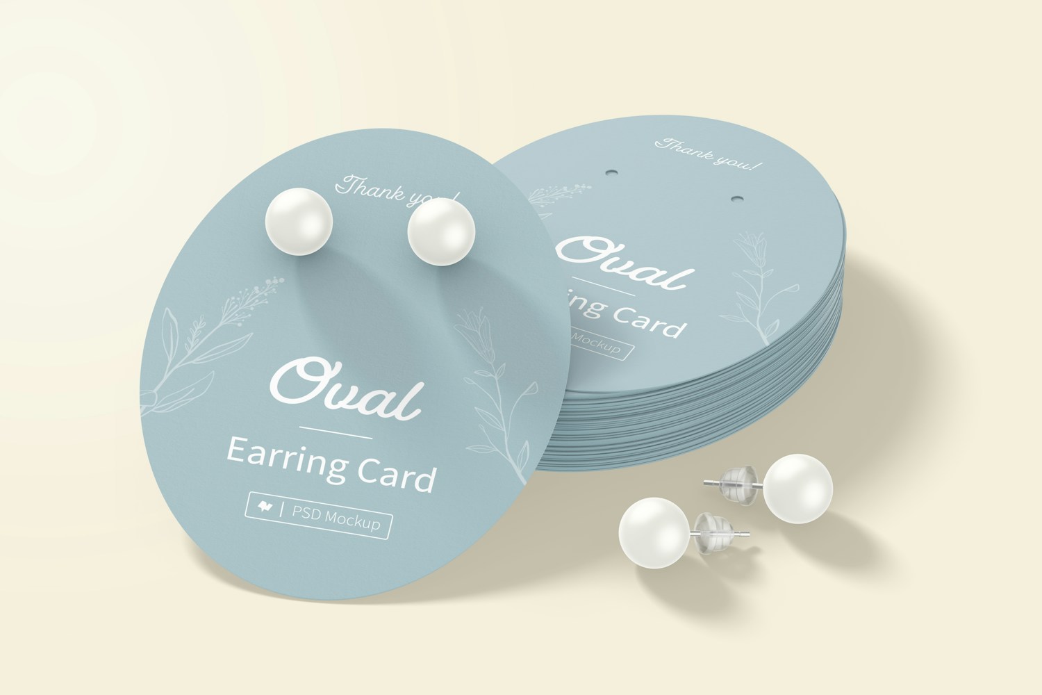 Oval Earring Cards Set Mockup
