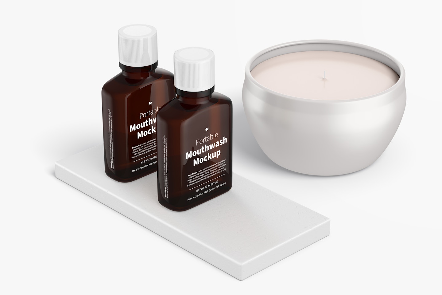 Portable Mouthwashes Mockup, Perspective