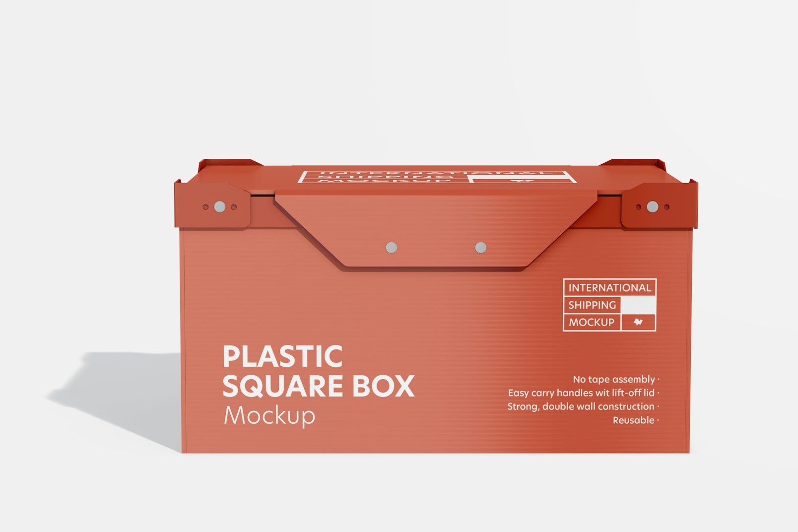 Plastic Square Box Mockup, Front View