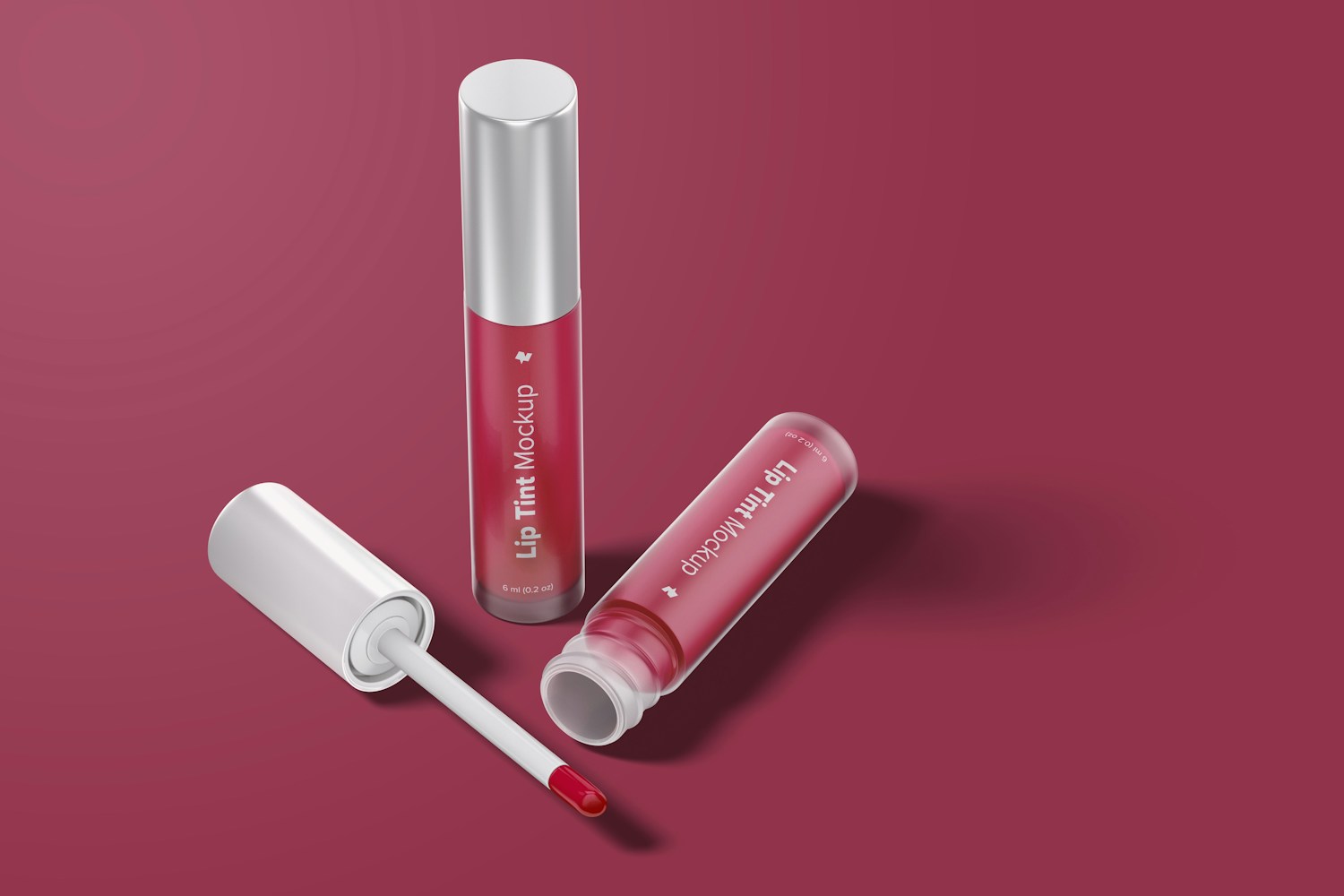 Lip Tint Tubes Mockup, Opened and Closed