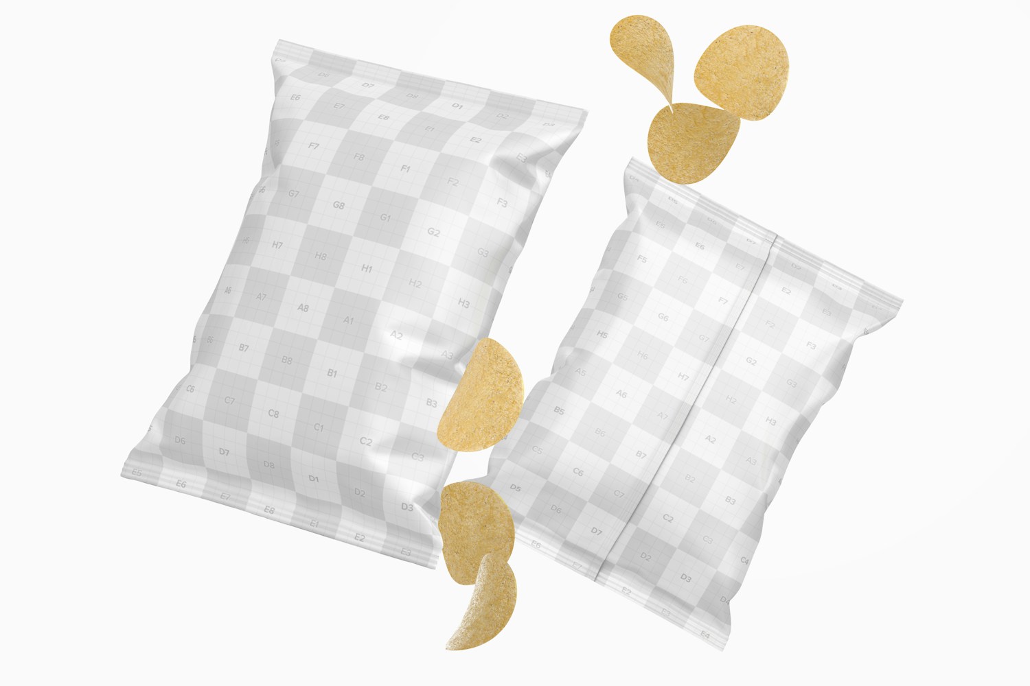 Maqueta de Bolsas de Papas Fritas, Cayendo Maqueta de Bolsas de Papas Fritas, Cayendo