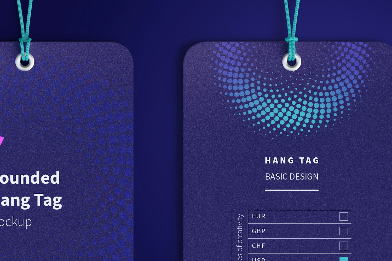Rounded Hang Tags Mockup with String, Two-sided 02