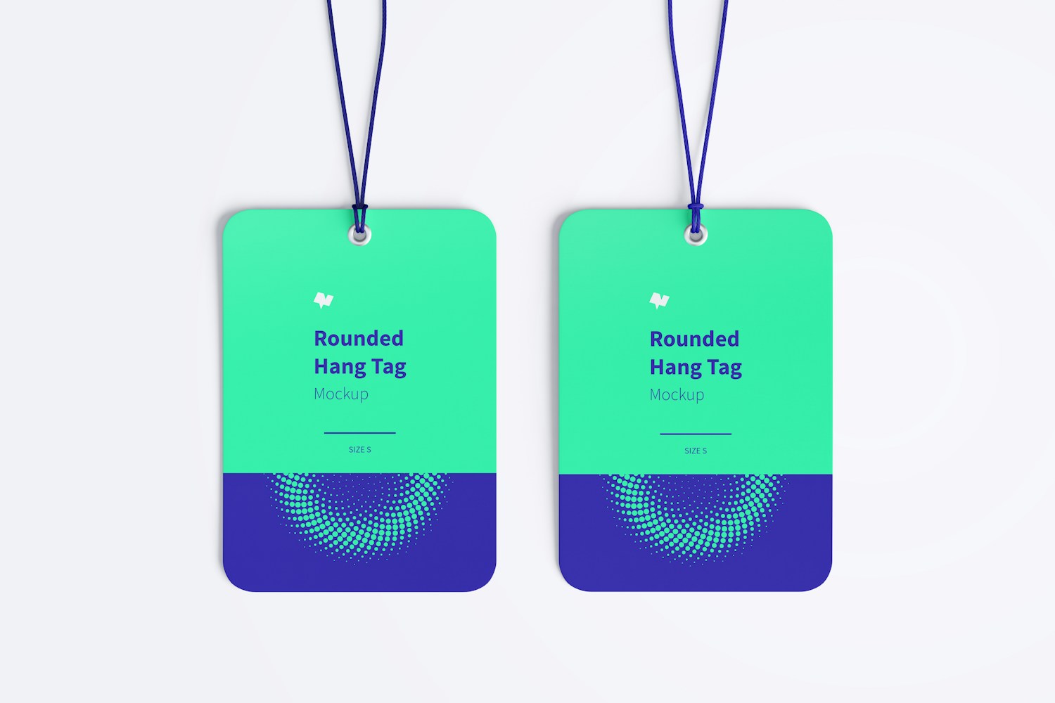 Rounded Hang Tags Mockup with String, Two-sided 02