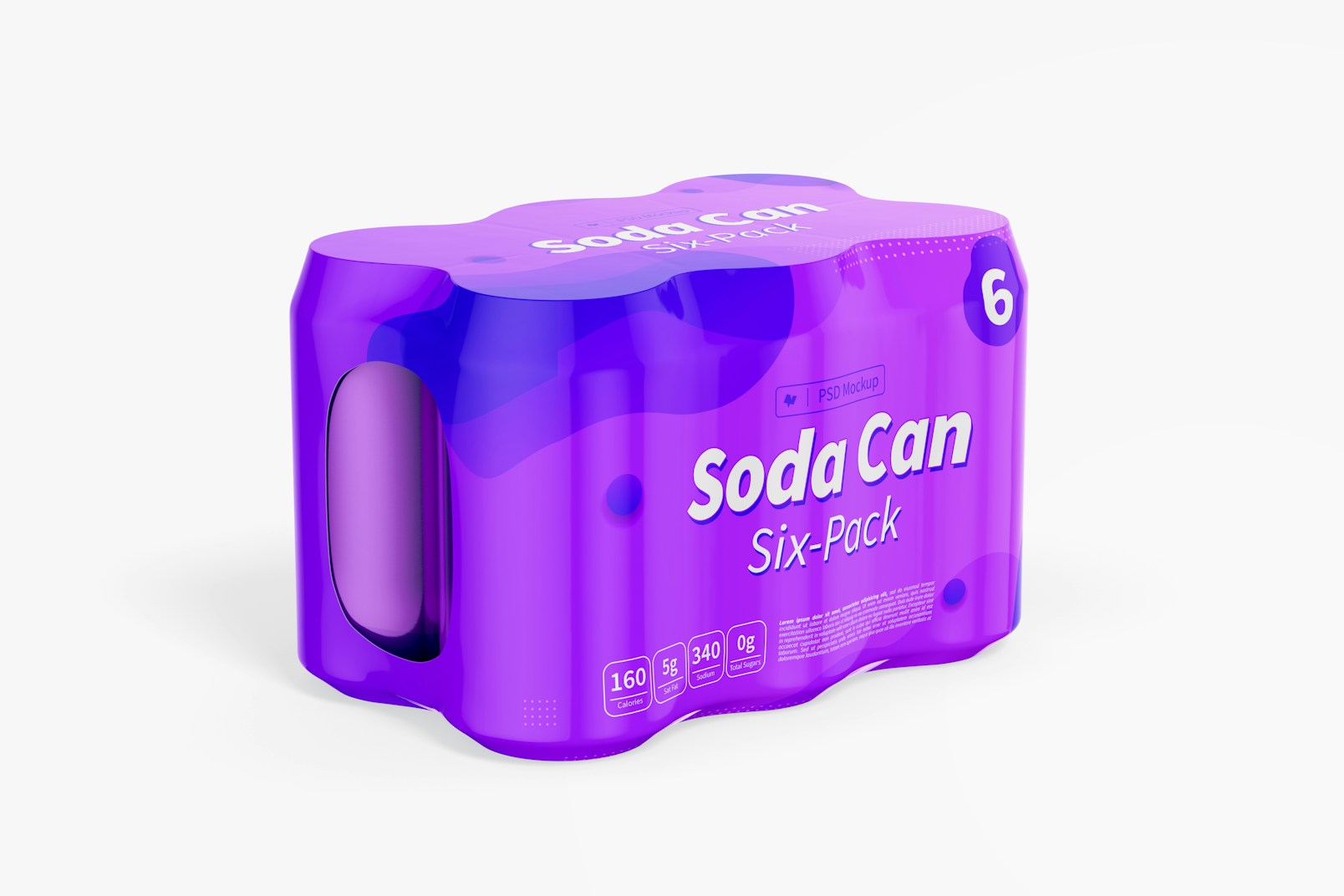Soda Can Six-Pack Mockup, Perspective
