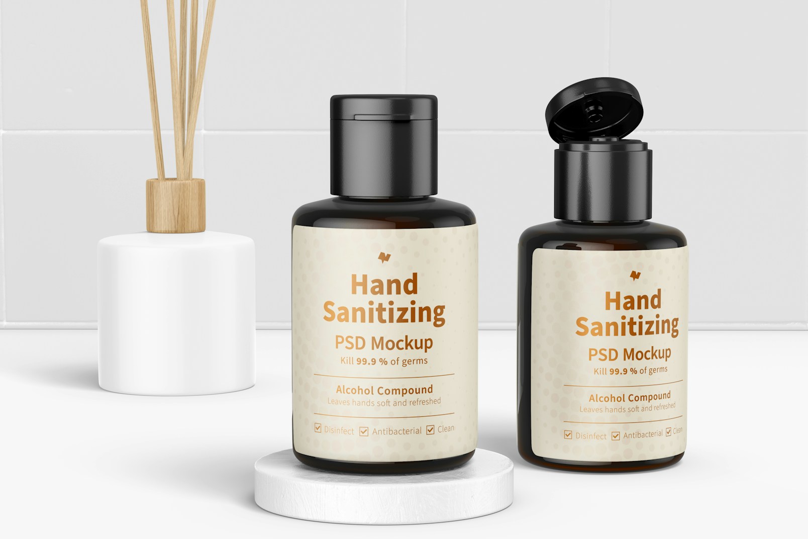 Portable Hand Sanitizing Gels with Label Mockup