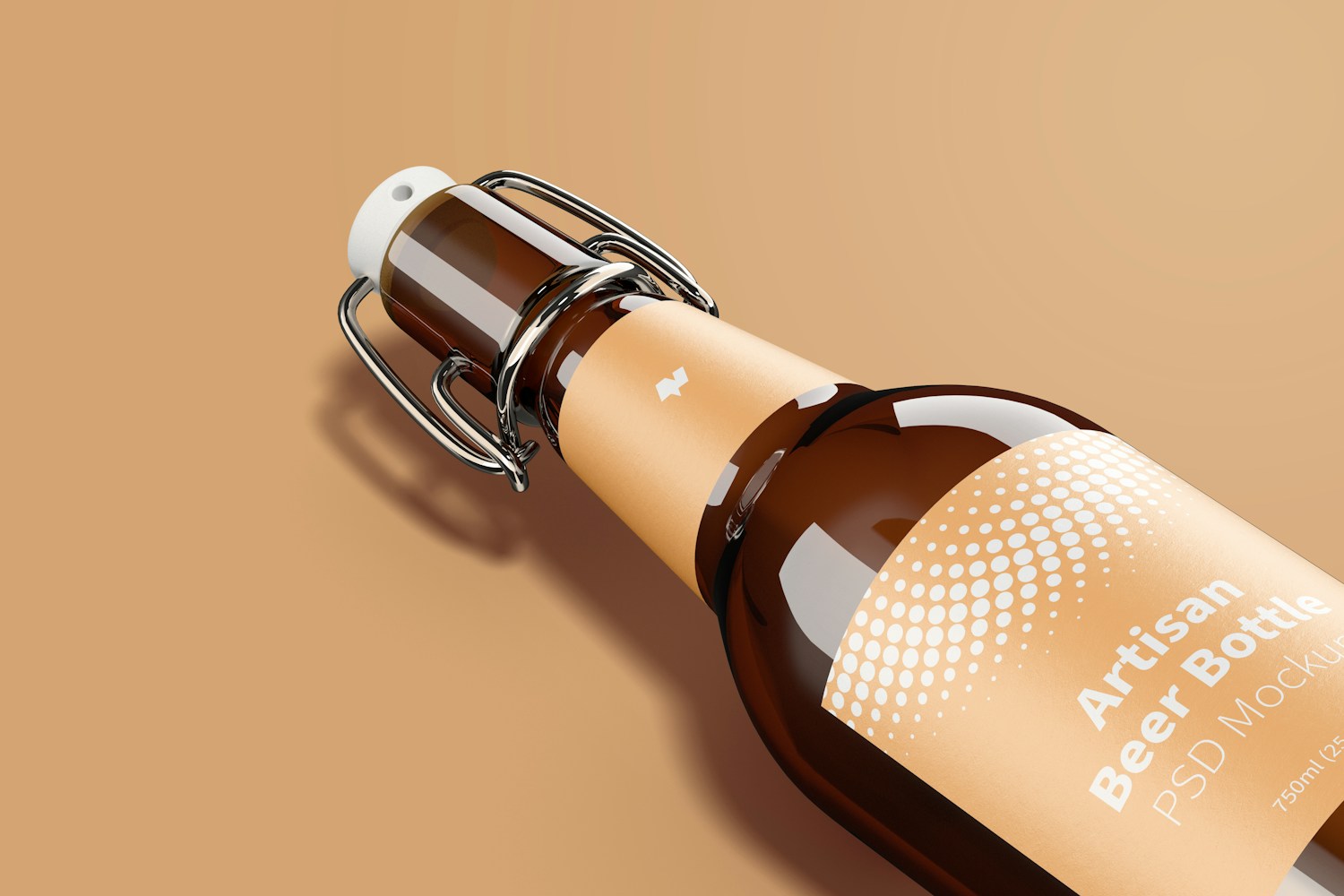 Artisan Beer Bottle Mockup, Close-Up