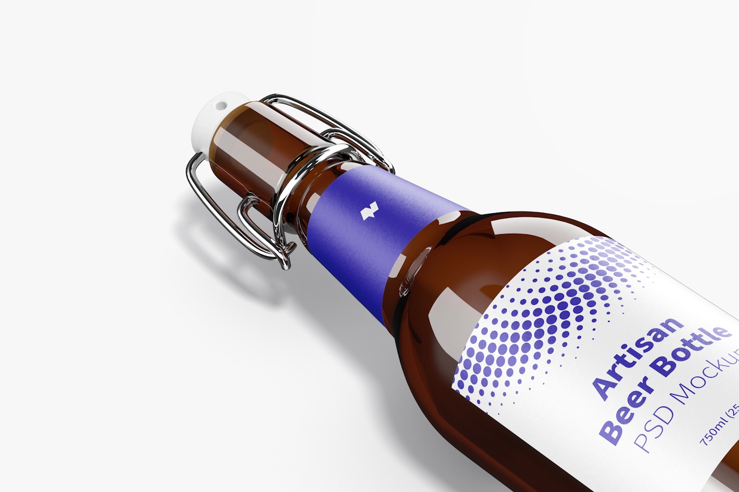 Artisan Beer Bottle Mockup, Close-Up