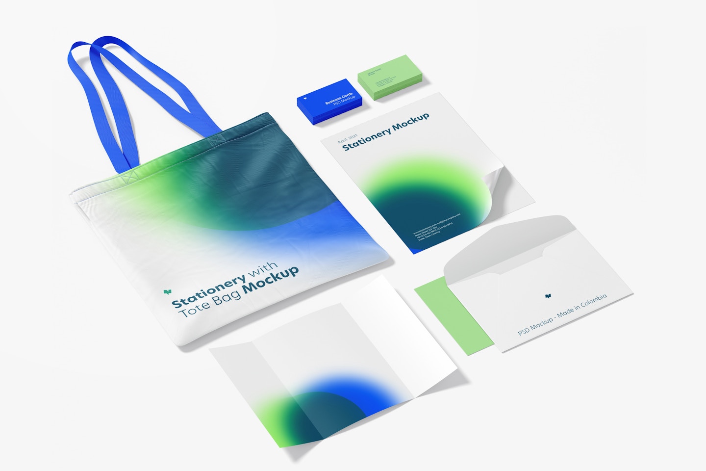 Stationery with Tote Bag Mockup 02