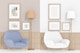 Gallery Frames with Easy Chair Mockup, Perspective