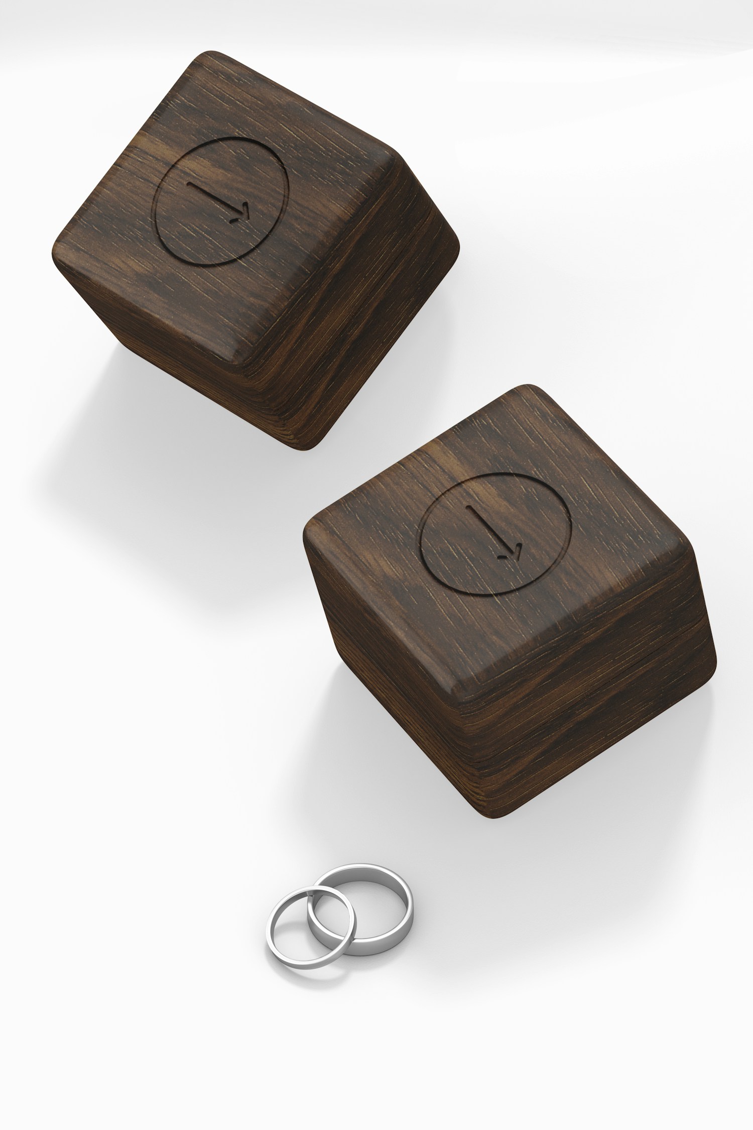 Square Ring Boxes Mockup, Perspective