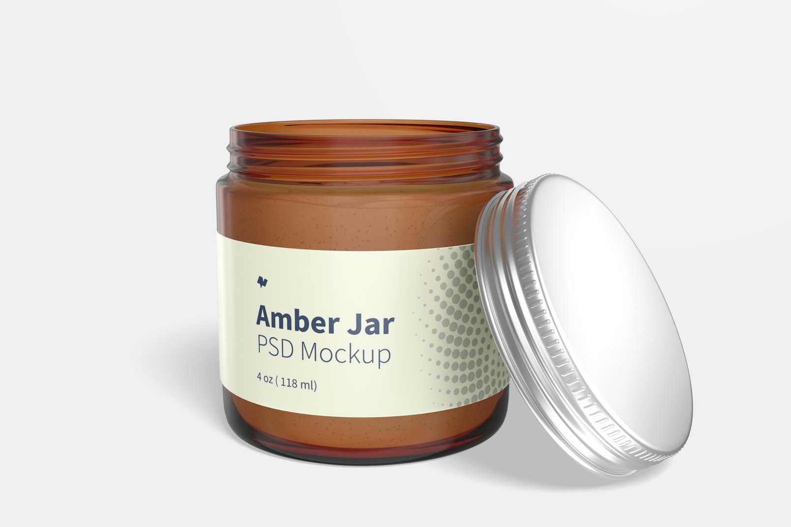 Amber Jar with Metallic Cap Mockup
