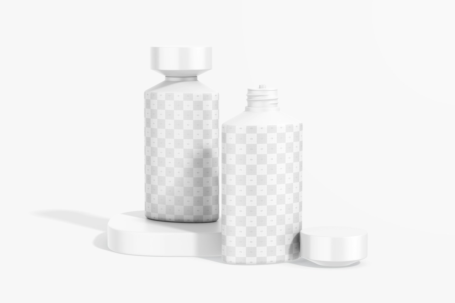 150 ml Skin Oil Bottles Mockup, Opened and Closed
