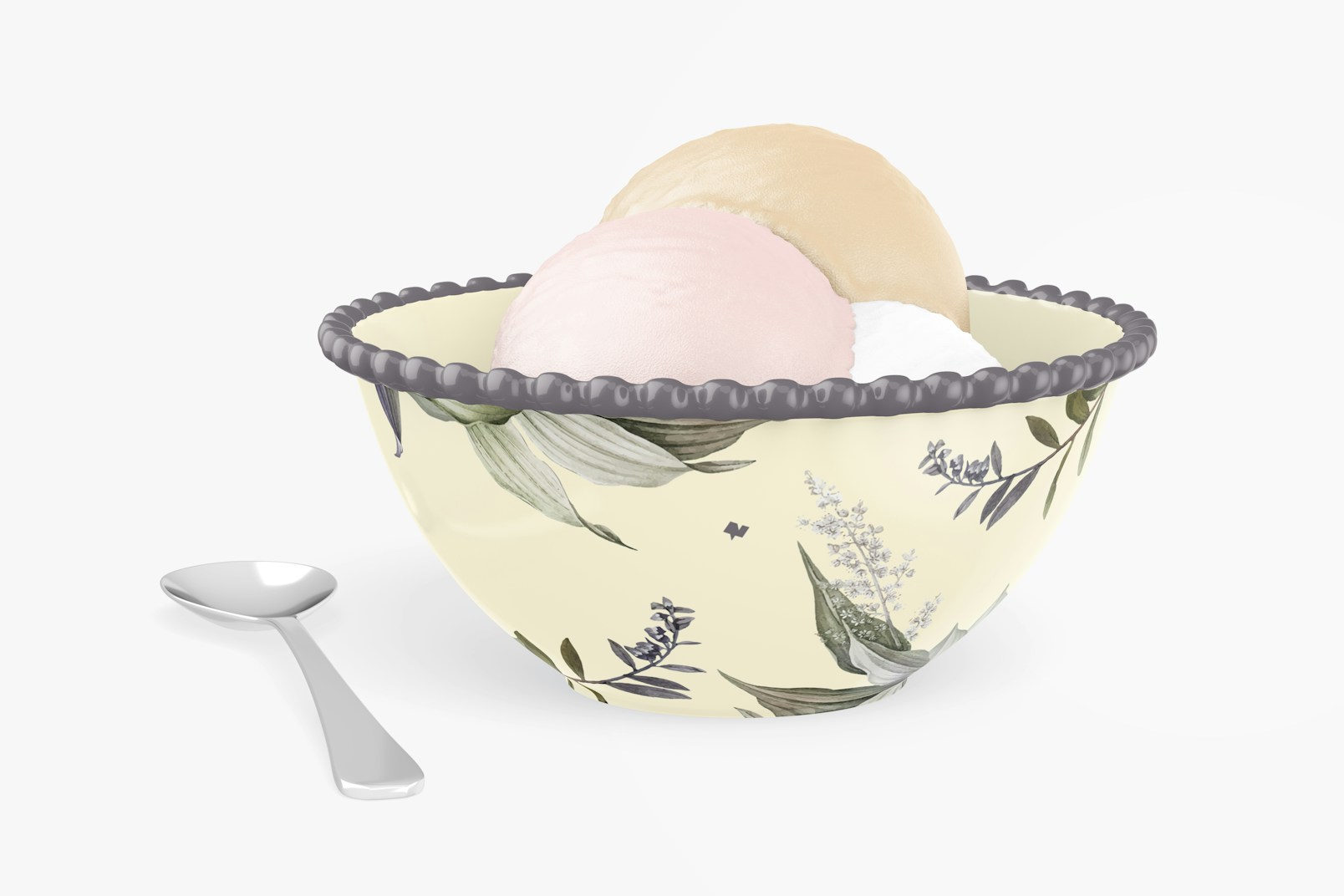 Dessert Bowl with Spoon Mockup