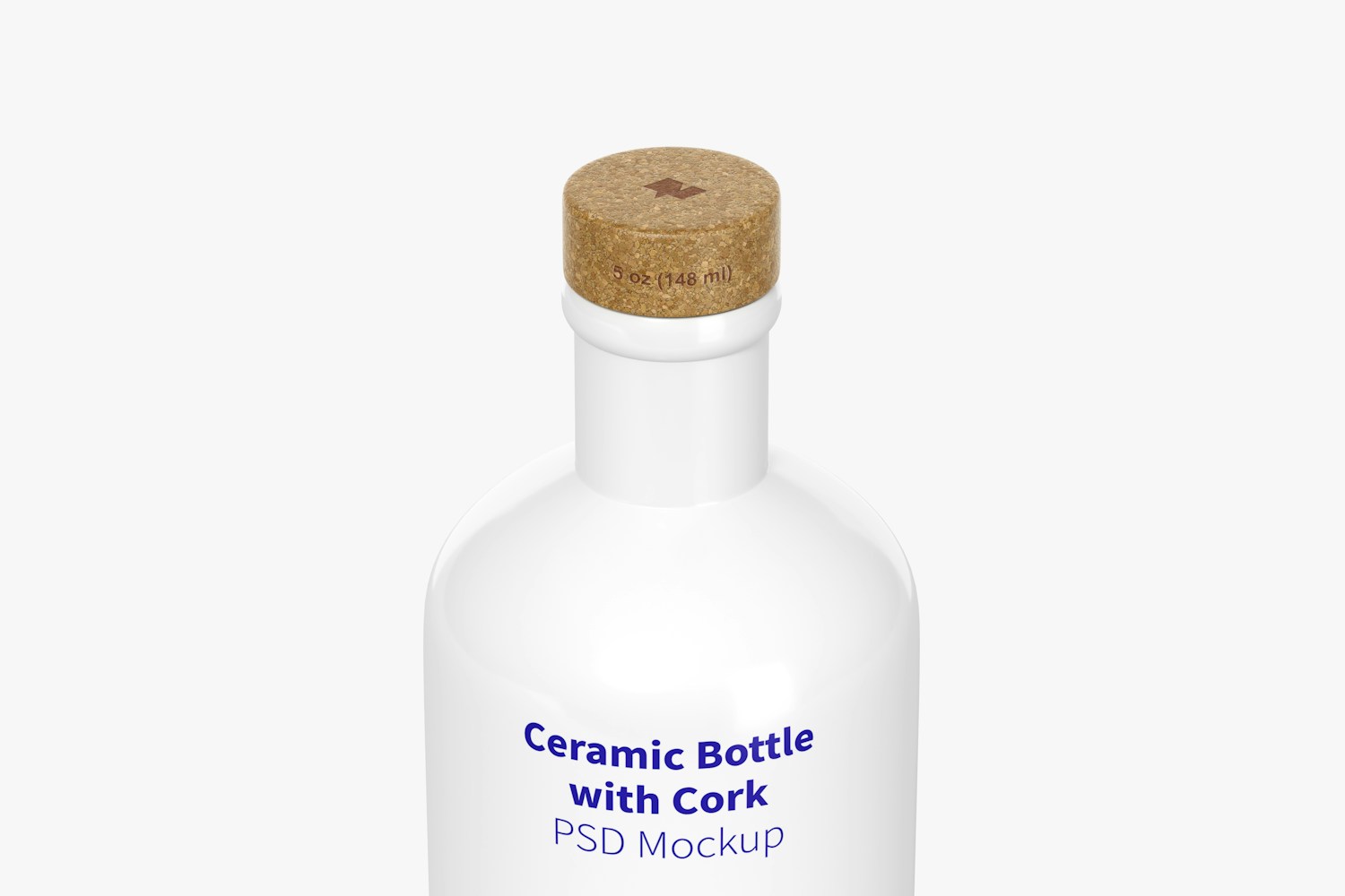 Ceramic Bottle with Cork Mockup, Close Up Ceramic Bottle with Cork Mockup, Close Up
