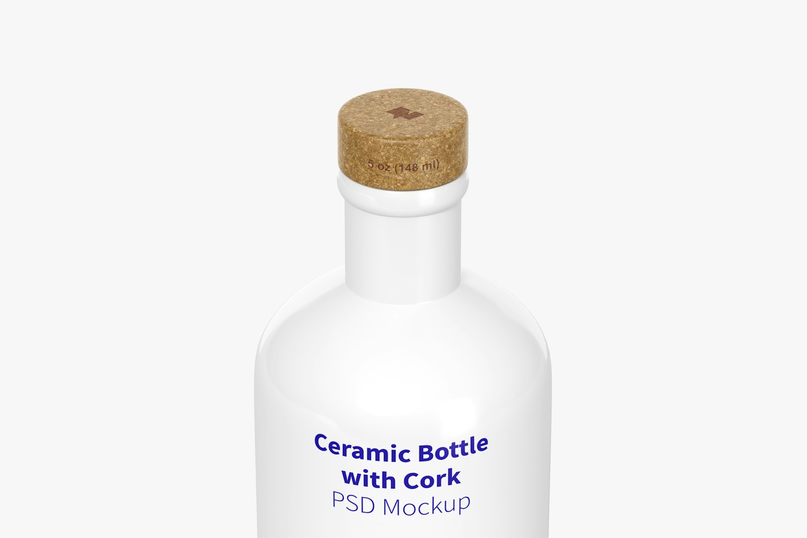 Ceramic Bottle with Cork Mockup, Close Up