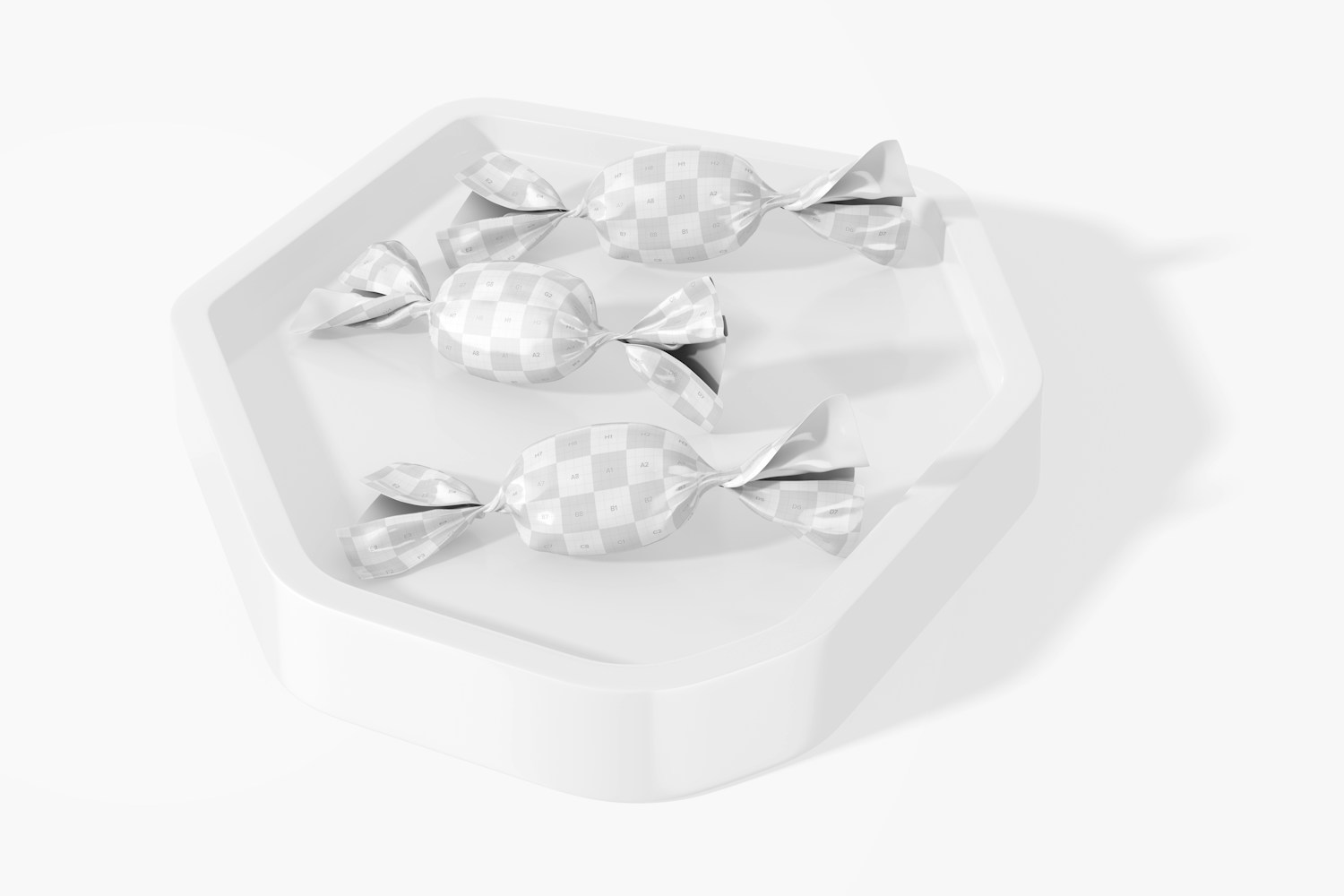 Candy Wrappers Mockup, on Tray