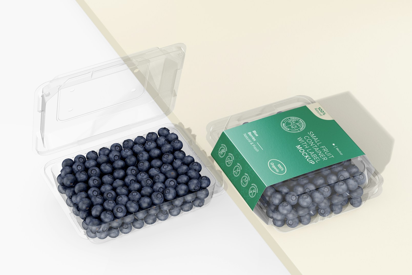 Small Fruit Containers with Label Mockup