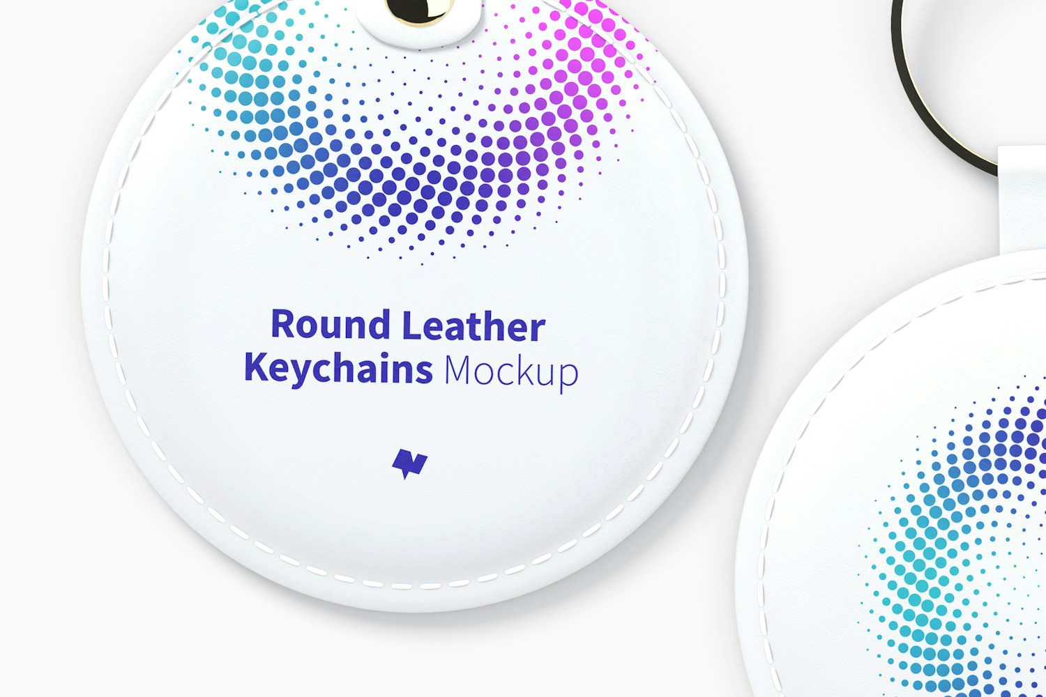 Round Leather Keychains Set Mockup Round Leather Keychains Set Mockup