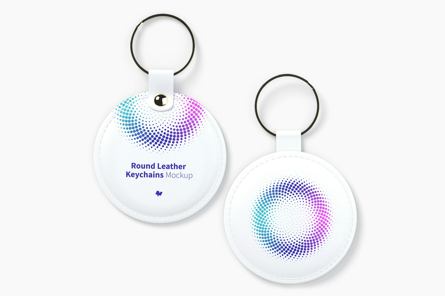 Round Leather Keychains Set Mockup Round Leather Keychains Set Mockup