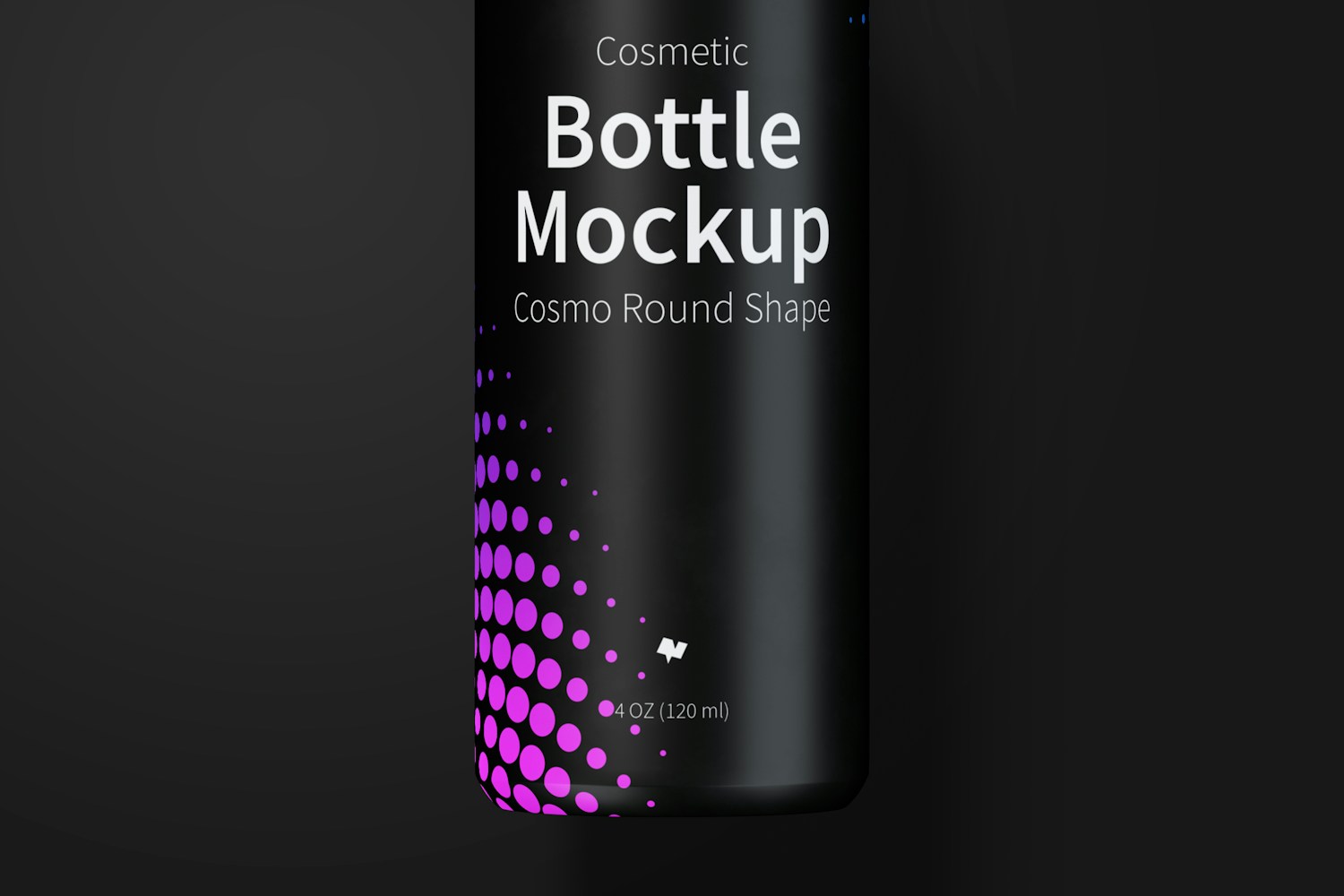4 oz / 120 ml Cosmo Round Shape Cosmetic Bottle Mockup with Disc Cap in Front View
