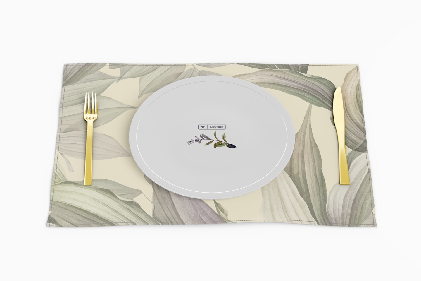 Fabric Placemat with Plates Mockup