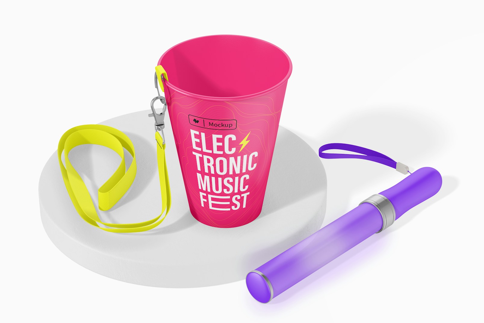 Cup with Holder Mockup, with Glow Stick