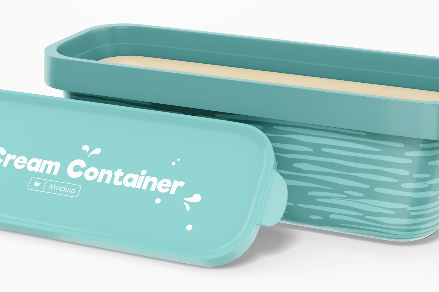 Long Ice Cream Container Mockup, Close up