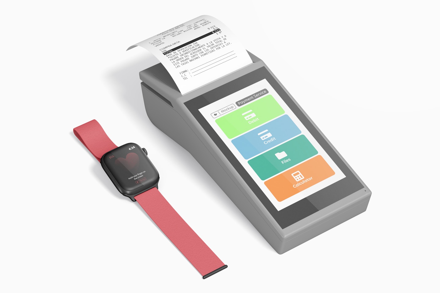 Smartwatch with Payment Device Mockup