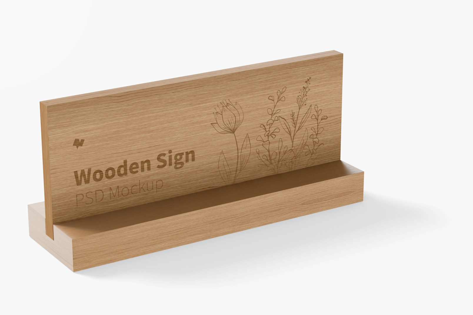 Wooden Sign Mockup, Right View